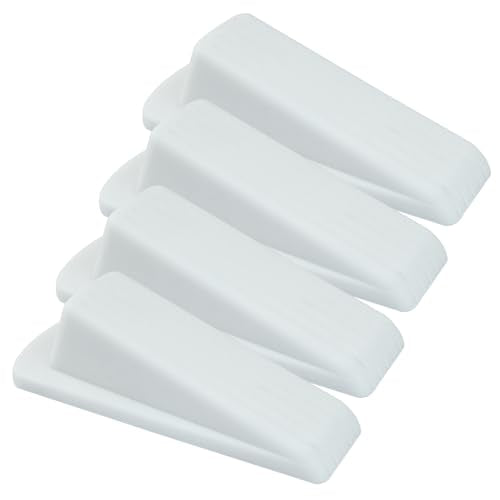 4Pcs Door Stoppers, Heavy Duty Rubber Door Stopper Wedge for Carpet, Tile, Wood & Concrete Floors, Non-Slip Stackable Gap Guards with Safety Protection (White) - color: White