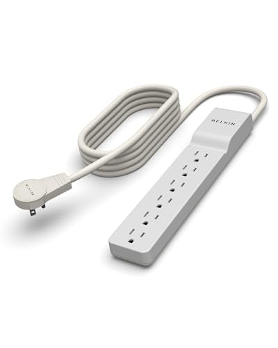 Belkin 6-Outlet Surge Protector Power Strip, 6ft Cord, 360° Rotating Plug - 1080 Joules Protection - size: 6', style: 6 ft