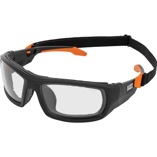 Klein Tools 60470 Safety Glasses, ANSI Z87.1+ Pro Full Frame Gasket Safety Glasses, Clear Lenses, UV Protection, Anti-Fog, Scratch Resistant - style: Professional With Gasket