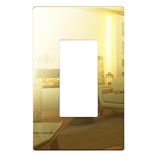 LIDER Decorator Wall Plate, Impact Resistant, Mirrored Acrylic, Plexiglass, Reflective Finish, Modern Upgrade, Screwless Light Switch/Outlet Cover, Mid-Size 1-Gang 4.88" x 3.11", Acrylic Gold - color: Acrylic Gold, size: 1 Gang