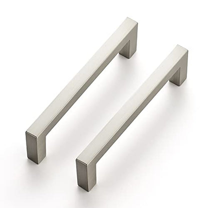 Ravinte 10 Pack Solid 3-3/4 Inch Center to Center Slim Square Bar Drawer Handles Cabinet Hardware - Brushed Nickel Kitchen Pulls - size: 3-3/4" Hole Center