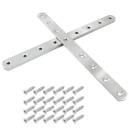 4 Pack 10 Inch Stainless Steel Flat Plate Straight Bracket Flat Metal Brace Bracket, 250mm Metal Brackets Mending Repair Plate Brace with Screws for Wood Straight Brace - size: 10"-250mm-Silver