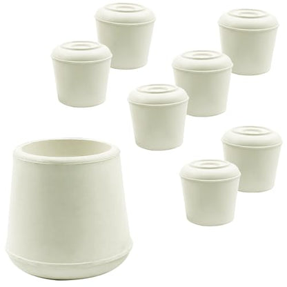 8pcs 1-1/4 Inch Round Chair Leg Tips Caps, Non-Slip Rubber Chair Leg Floor Protectors, White Furniture Leg Caps Fit for 1.22"-1.26" (31-32mm) Diameter Round Feet - size: 1-1/4 Inch-White