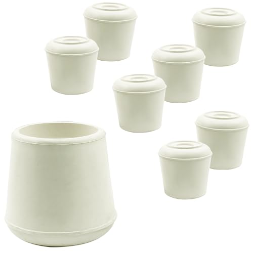 8pcs 1-1/4 Inch Round Chair Leg Tips Caps, Non-Slip Rubber Chair Leg Floor Protectors, White Furniture Leg Caps Fit for 1.22"-1.26" (31-32mm) Diameter Round Feet - size: 1-1/4 Inch-White