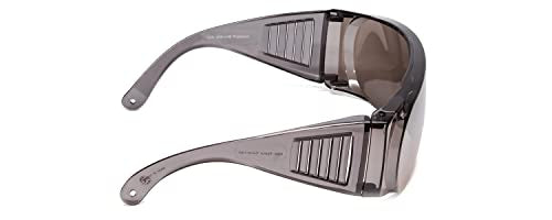 Calabria Fit Over Safety Glasses | Polarized Sunglasses Over Glasses | Wrap Around Anti-Fog | Scratch Resistant | Unisex - color: Silver
