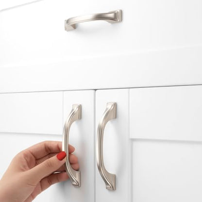 10 Pack Brushed Nickel Cabinet Pulls 3 Inch Satin Nickel Cabinet Handles Nickel Hardware for Kitchen Cabinets 8222 Drawers Bedroom Dresser Bathroom Vanity Cupboard - color: Brushed Nickel, size: 3 Inches, style: 10 Pack Arch Pull