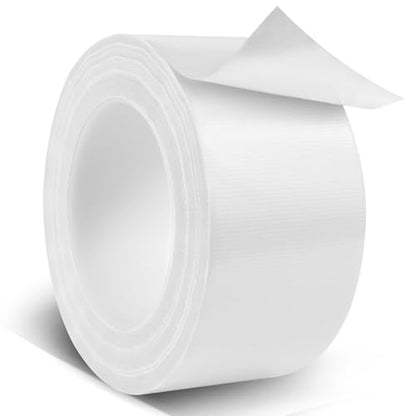 White Duct Tape Heavy Duty, 1.88 Inch x 35 Yard Waterproof Strong Adhesive Duct Tape for Indoor Outdoor Repairs Tear by Hand, 1 Roll - color: White