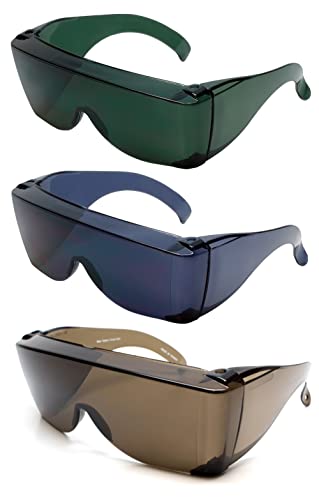 Calabria 3000 Fitover Safety Glasses with Uni-Lens – [Copper/Green/Smoke - 3 Pack] Wrap Around Eye Protection | Anti-Fog Scratch Resistant | Protective Eyewear - color: Copper/Green/Smoke 3-pack