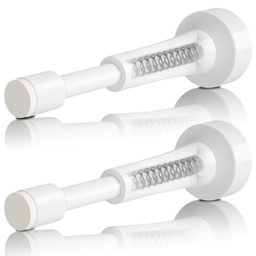2PCS Spring Door Stoppers for Wall - 4.33 Inch Door Stop for Bottom of Door, Aluminum Doorstopper with Silicone Tip, Screw & Adhesive Installation, White - color: White