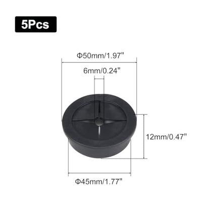 1-3/4 Inch Cable Grommet (45mm)– 5 Pcs Flexible Rubber Wire Hole Plugs for Industrial Control Panel, UPS Enclosure (Black) - size: 5pcs 1-3/4"(45mm)