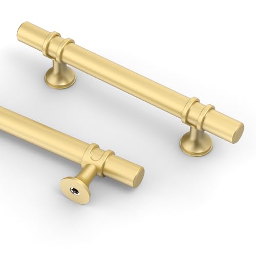 Asidrama 10 Pack 3.75 Inch(96mm) Brushed Gold Kitchen Cabinet Handles, Cabinet Pulls Kitchen Cabinet Hardware Cupboard Handles Drawer Pulls - color: Brushed Gold, size: 3.75" Hole Center, style: 10 Pack