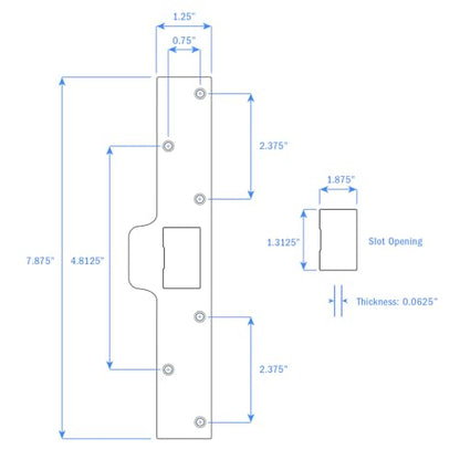 Nuk3y SP125 Security Door Latch Strike 1-1/4 inch x 7-7/8 inch (Matte Black) - color: Matte Black