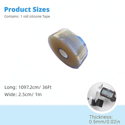 Self Sealing Fusing Silicone Tape Clear, 1 in Wide 36Feet Heavy Duty & Leak Proof Rubber Waterproof Hose Tape Pipe for Water Emergency Pipeline Repair Cable Winding Insulating (0.5mm in Thickness) - color: Clear, size: 1-Inch x 36-Feet