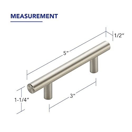 10 Pack Cabinet Handles with 3 Inch (76mm) Hole Center Brushed Nickel Cabinet Pulls Stainless Steel Drawer Pulls, Kitchen Knobs for Dresser Drawer, 5 Inch Overall Length - color: Brushed Nickel T-Shaped, size: 3" Hole Center