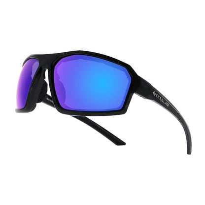 REV Z87+ Powersports Motorcycle Riding Goggles HD High Contrast UV400 Sports Wrap Sunglasses Safety Glasses - color: Nebula Blue