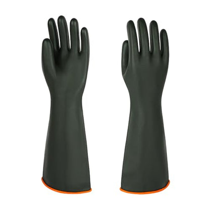 North Tower Heavy-Duty Latex Chemical Resistant Gloves - Reusable Long Rubber Dishwashing Gloves with Forearm Protection for Men - Waterproof, Industrial Safety Gear,18“，1 Pair - size: 18“