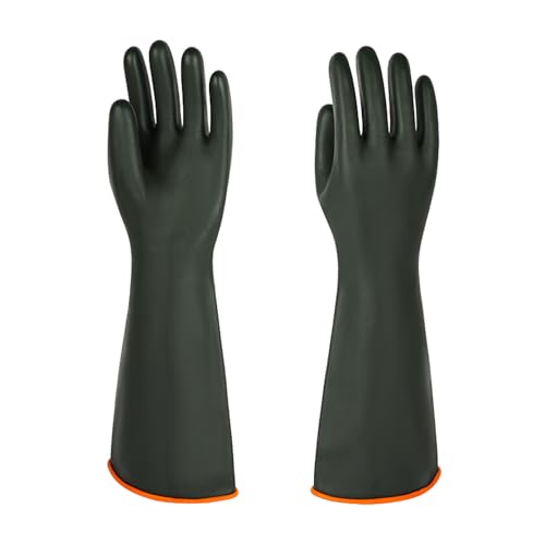 North Tower Heavy-Duty Latex Chemical Resistant Gloves - Reusable Long Rubber Dishwashing Gloves with Forearm Protection for Men - Waterproof, Industrial Safety Gear,18“，1 Pair - size: 18“