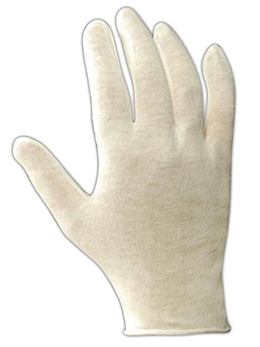 Magid Glove & Safety 651-9 Magid Touch Master Cotton Inspection Gloves, Lightweight, Medium, White , Men's (Fits Large) (Pack of 12)