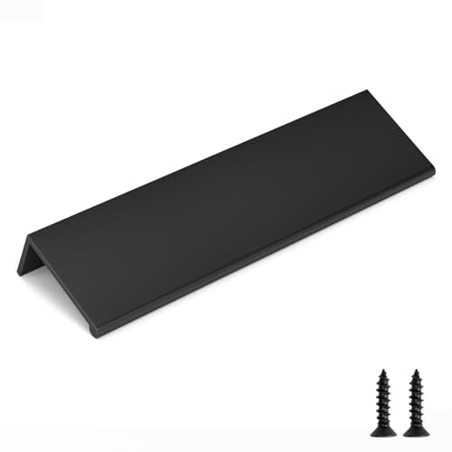 goldenwarm 5 Pack Black Finger Edge Pulls Drawer Finger Pulls Matte Black Kitchen Hardware Handles Bedroom Dresser Drawers,5in Hole Center - color: Black, size: 5-1/16in(128mm) Hole Centers