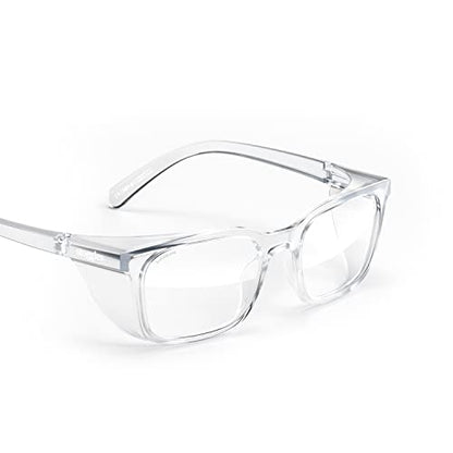 Stoggles Rectangle Z87.1 Certified Safety Glasses, Blue-Light, UV Blocking Lens, Top & Side Shield, Anti-Fog, Stylish Eyewear - color: Clear, size: Medium Standard Fit