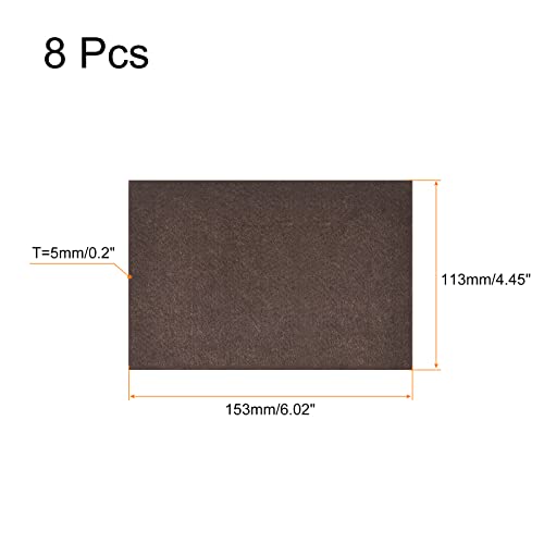 uxcell Felt Furniture Pads, 6-inch x 4.4-inch Self Adhesive Cuttable Anti Scratch Square Floor Protectors for Furniture Legs Hardwood Floor, Brown 8Pcs - size: 6-inch x 4.4-inch