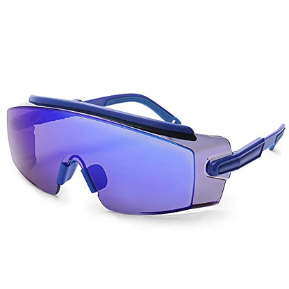 Anti Fog Safety Glasses Safety Goggles Over Glasses Protective Glasses with Anti Scratch Lenses Adjustable - color: Dark Blue