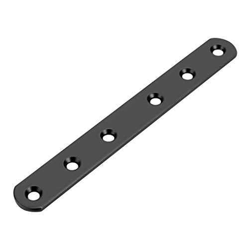 Sumnacon 8 Pcs Stainless Steel Flat Plates - 6 Inch Heavy Duty Mending Plate Straight Corner Brace Brackets Connector Furniture Repair Fixing Joint with Screws, Black - size: 6 Inch Black