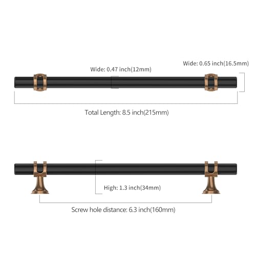 Asidrama 10 Pack 6.3 Inch(160mm) Champagne Bronze and Matte Black Kitchen Cabinet Handles, Cabinet Pulls Kitchen Cabinet Hardware Cupboard Handles Drawer Pulls - color: Black-Champagne Bronze, size: 6.3" Hole Center, style: 10 Pack