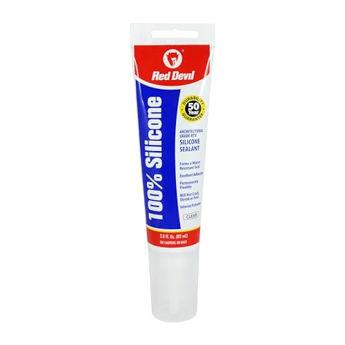 Red Devil 0820 100% Silicone Sealant Architectural Grade, 2.8 oz. Tube, Clear, 1 Pack - color: Clear, size: 2.8 oz, style: Pack of 1
