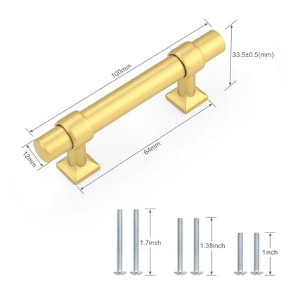 5Pack Hole Centers 2.5inch(64mm) Brushed Brass Cabinet Handles T Shaped Kitchen Cabinet Pulls Hardware Pull Handle for Cabinets Dressers 4inch Total Length - color: Brushed Brass, size: Hole Centers: 2.5inch