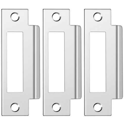 3Pcs 4-7/8" Zinc Plated Strike Plate Universal Door Strike Plate Replacement Lock Strike Plate T Strike Deadbolt Strike Plate Door Backplate Iron with Brushed Zinc Finish for Use(Large Hole) - color: 3PCS