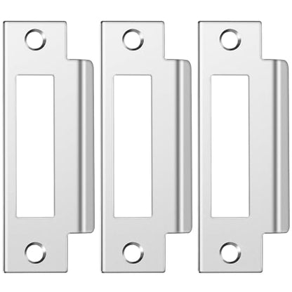 3Pcs 4-7/8" Zinc Plated Strike Plate Universal Door Strike Plate Replacement Lock Strike Plate T Strike Deadbolt Strike Plate Door Backplate Iron with Brushed Zinc Finish for Use(Large Hole) - color: 3PCS