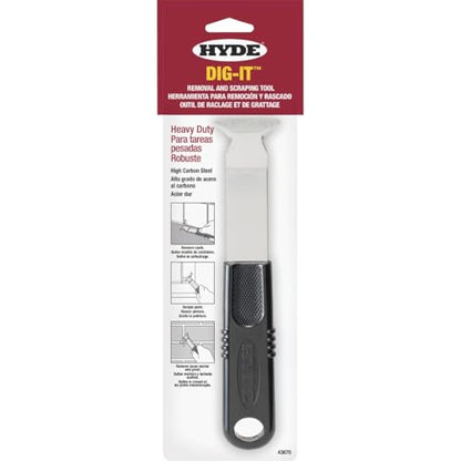 The HYDE® Dig-It™ Removal and Scraping Tool, Push or Pull scraping. Caulk Remover Tool, Paint Scraper, Putty Knife Scraper, Grout Removal Tool, Convienent size perfect for tool box, or tool bag.