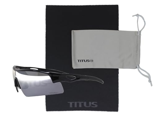 TITUS G20 All Sport Safety Glasses Shooting Eyewear Motorcycle Protection ANSI Z87+ Compliant - color: Black Frame - Platinum Rev Type Premium Multi Coated Lens - With Pouch