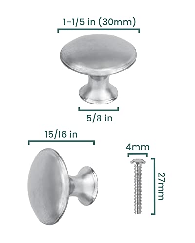 MoHern Cabinet Knobs, 30 Pcs 1-1/5 Inch Brushed Nickel Stainless Steel Kitchen Drawer Knobs for Dresser with Mounting Screws - color: Silver