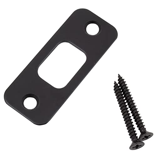 Stone Harbor Hardware Round Corner Deadbolt Strike Plate, 1-1/8" x 2-3/4", 2-1/8" Center-to-Center, Matte Black - color: Matte Black