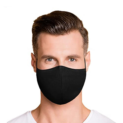 Washable Face Mask with Non-Adjustable Ear Loops & Nose Wire - color: Solid - Black