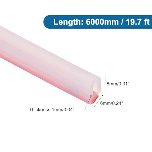 PATIKIL Silicone Weather Stripping Door Seal, 19.7 ft D Shape Weather Stripping Self Adhesive Door Seal Strip for Door Frame, Window Sealing, Large Gap, 15/64" Wx5/128 Tx5/16 H, Clear/Red - size: 19.7 ft Long, 15/64"Wx5/128"Tx5/16"H