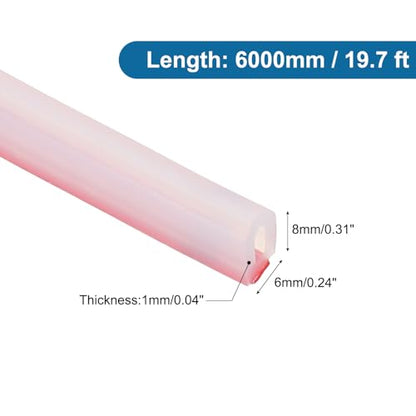 PATIKIL Silicone Weather Stripping Door Seal, 19.7 ft D Shape Weather Stripping Self Adhesive Door Seal Strip for Door Frame, Window Sealing, Large Gap, 15/64" Wx5/128 Tx5/16 H, Clear/Red - size: 19.7 ft Long, 15/64"Wx5/128"Tx5/16"H