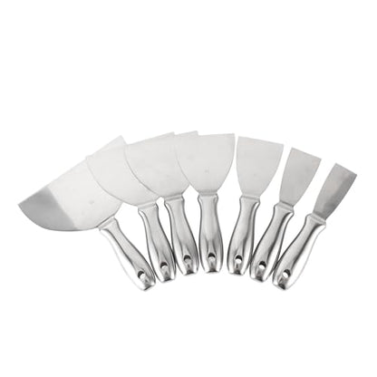 Stainless Steel Putty Knife Set, Comfortable Grip, Various Sizes, with Hang Hole, for Repairing Drywall, Removing Wallpaper, Applying Putty, Plaster, Cement