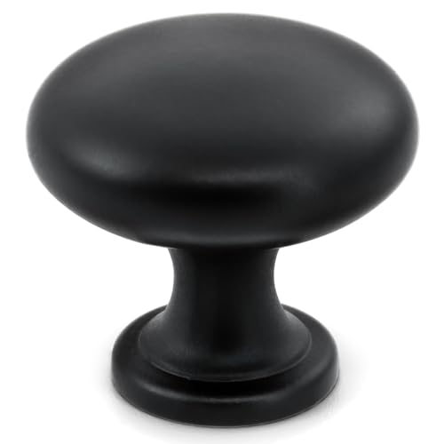 HESTIA HARDWARE 25 Pack | 1.15 Inch Black Zinc Cabinet Knob, Drawer and Dresser Knobs | Kitchen Cabinet Knobs and Bathroom Drawer Knobs | Round Matte Black Knob (Z5.25.D) - color: Black