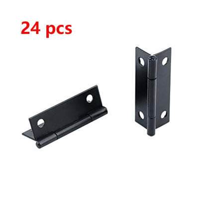 Antrader Folding Hinge, Cabinet Gate Closet Door Hinge 1-1/2'' Long Home Furniture Hardware with 96pcs Screws, Black, 24-Pack - color: Black, size: 1.5" x 0.94", 24pcs