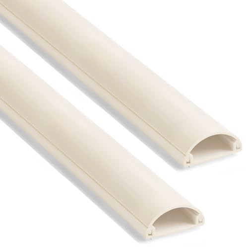 ZhiYo Wall Cord Hider for 1-2 Cords, Self-Adhesive TV Cord Cover, Beige D-Shaped Wire Hider for Wall-Mounted TV, Half-Round Wire Management Covers, Cable Raceway, 1in W x 0.4in H - color: Beige, size: 1in W X 0.4in H X 39in L