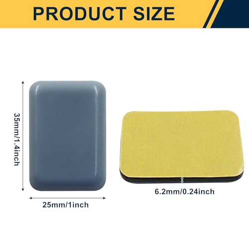 24Pcs 1-3/8 x 1 Inch Rectangular Adhesive Sliders,PTFE Chair Glides Floor Protectors Self-Stick Moving Pads,Furniture Pads for Hardwood Floors/Carpet - size: 1-3/8 x 1 Inch