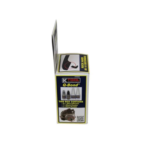 K Tool International 90002 Q Bond Ultra Strong Adhesive Kit for Garages, Repair Shops and, DIY, Repairs Hard Plastics/PVC/Metals, (2) Adhesive Bottles, (1) Plastic and (1) Metal Reinforcing Powders