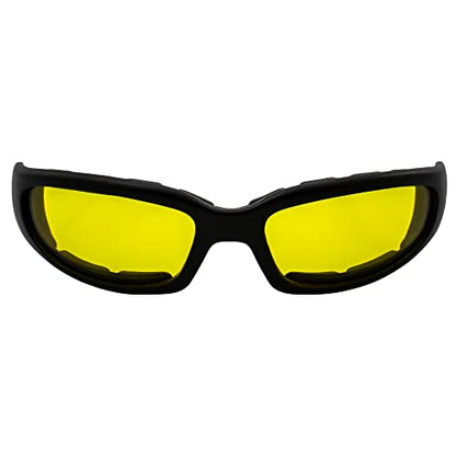 Global Vision Chicago Motorcycle Riding Sunglasses Black Frame w/Yellow Lenses - color: Yellow
