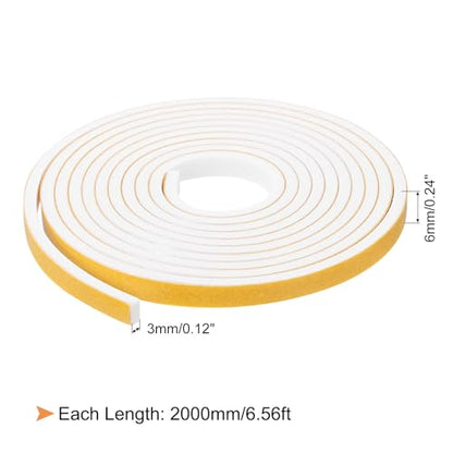 uxcell 1 Roll Foam Weather Stripping, 1/4" Wide X 1/8" Thick X 6.56 Ft Door Seal Strip Adhesive Foam Tape White Insulation Strip for Door Window - size: 1/4"x 1/8"x 6.56 Ft
