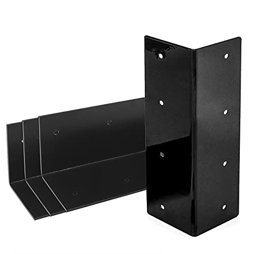4 Pack 9" x 3" Black Raised Bed Garden Corner Brackets, Widen Right Angle L Bracket for Wood - size: 9" x 3"
