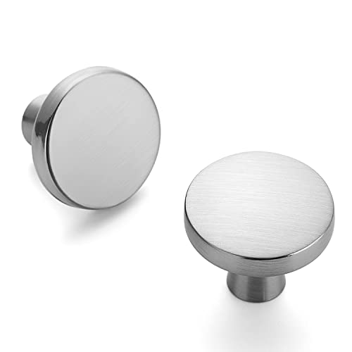 Ravinte 25 Pack Drawer Pulls 1-1/4 Inch Kitchen Cabinet Knobs Brushed Nickel Round Dresser Drawer Knobs Solid Dresser Knobs Drawer Knobs Simple Cabinet Hardware for Cupboard Drawer Pulls - color: Brushed Nickel
