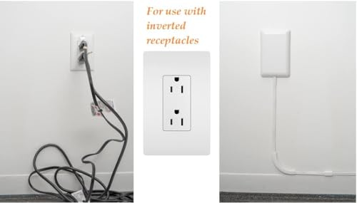 Sleek Socket Original and Patented Flat Ultra-Thin Outlet Concealer with EXTENSIO - size: 8ft - Dual Cords, style: Inverted Outlet
